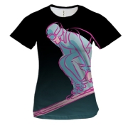 Жіноча 3D футболка Skier Art