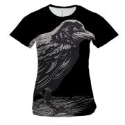 Женская 3D футболка с черным вороном