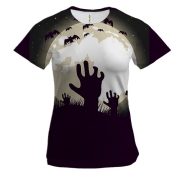 Женская 3D футболка с рукой мертвеца