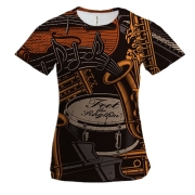 Жіноча 3D футболка Music Instruments with Notes