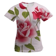 Жіноча 3D футболка з рожевими трояндами