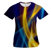Жіноча 3D футболка з жовто-синьою абстракцією