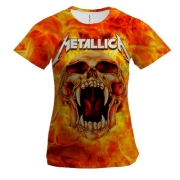 Женская 3D футболка Metallica (огненный череп)