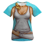 Женская 3D футболка с медитирующей девушкой