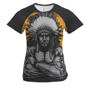 Женская 3D футболка с накачанным индейцем