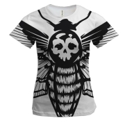 Женская 3D футболка с черной цикадой