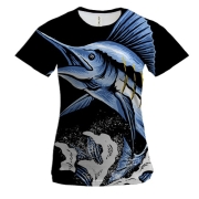 Жіноча 3D футболка з синьою рибою мечем