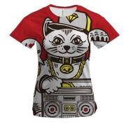 Женская 3D футболка Hip hop cat