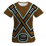 Жіноча 3D футболка з хокейними ключками і шайбою