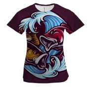 Жіноча 3D футболка с красной и оранжевой рыбой