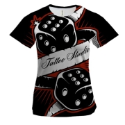 Жіноча 3D футболка з кістками і написом "Тату Студія"