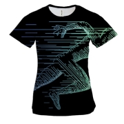 Жіноча 3D футболка з неоновим бігуном