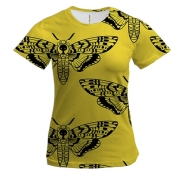 Женская 3D футболка с черными цикадами