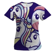 Жіноча 3D футболка з різними єдинорога