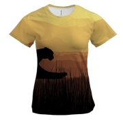 Жіноча 3D футболка з вечірньою савана