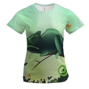 Женская 3D футболка с градиентным хамелеоном