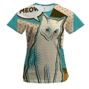 Женская 3D футболка с арт котом в точках