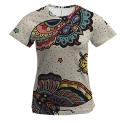 Женская 3D футболка с яркими бабочками