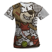 Жіноча 3D футболка с медведем теннисистом