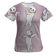 Женская 3D футболка с танцующими котами