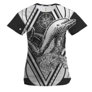 Женская 3D футболка с астральным дельфином