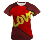 Женская 3D футболка с надписью "Love" (Love is)