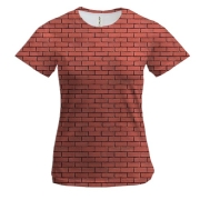 Женская 3D футболка с кирпичной стеной