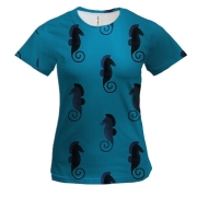 Жіноча 3D футболка с темным морским коньком