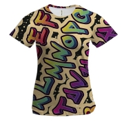 Жіноча 3D футболка з графіті алфавітом