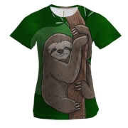 Женская 3D футболка с ленивцем на дереве