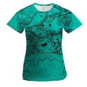 Женская 3D футболка с милыми морскими существами