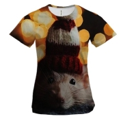 Жіноча 3D футболка з щуром в шапочці 2020