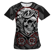 Жіноча 3D футболка з черепом механіком