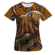 Жіноча 3D футболка з восьминогом і гітарою