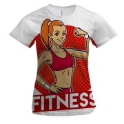 Женская 3D футболка с фитнесс-девушкой