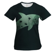 Жіноча 3D футболка в зеленим дельфіном
