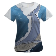 Жіноча 3D футболка з величезним китом