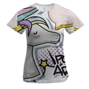 Жіноча 3D футболка Pop art unicorn