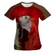 Жіноча 3D футболка з червоним папугою