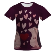 Женская 3D футболка с влюбленными ёжиками