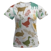 Жіноча 3D футболка з сільськими тваринами