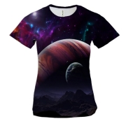Жіноча 3D футболка з космічним пейзажем