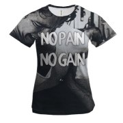 Женская 3D футболка No pain No gain