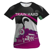 Женская 3D футболка Train Hard (joke)