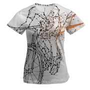Жіноча 3D футболка з полігональним велосипедистом