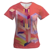 Жіноча 3D футболка з абстракцією геометрії