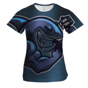 Жіноча 3D футболка з накаченной акулою