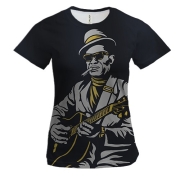 Жіноча 3D футболка з гітаристом в капелюсі