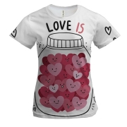 Женская 3D футболка с сердечками в банке