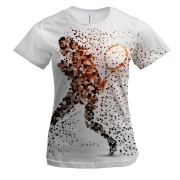 Жіноча 3D футболка з розпадається тенісисткою